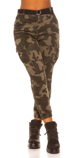 Trendy Cargo Jeans Camouflage with belt Army